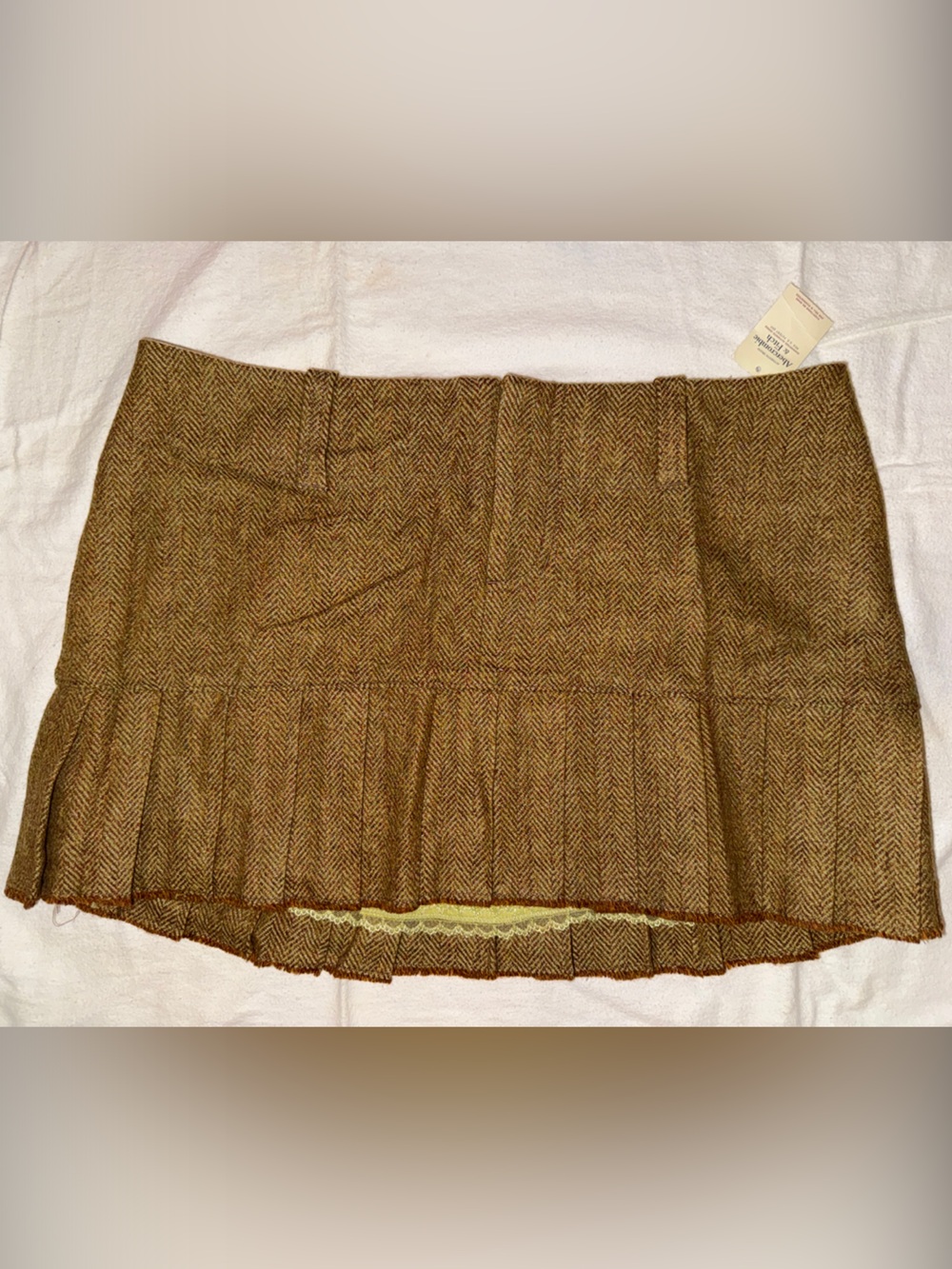 Abercrombie & Fitch Y2K Wool Herringbone Pleated Mini Skirt NWT Sz 8